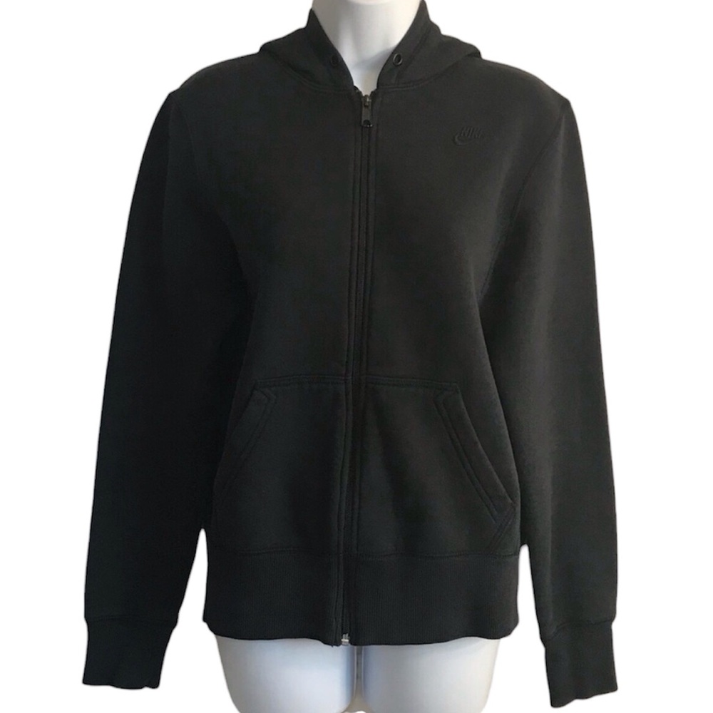 NIKE Sportswear Unisex Boy Girl Youth M 8-10 black zip hoodie sweatshirt in EUC